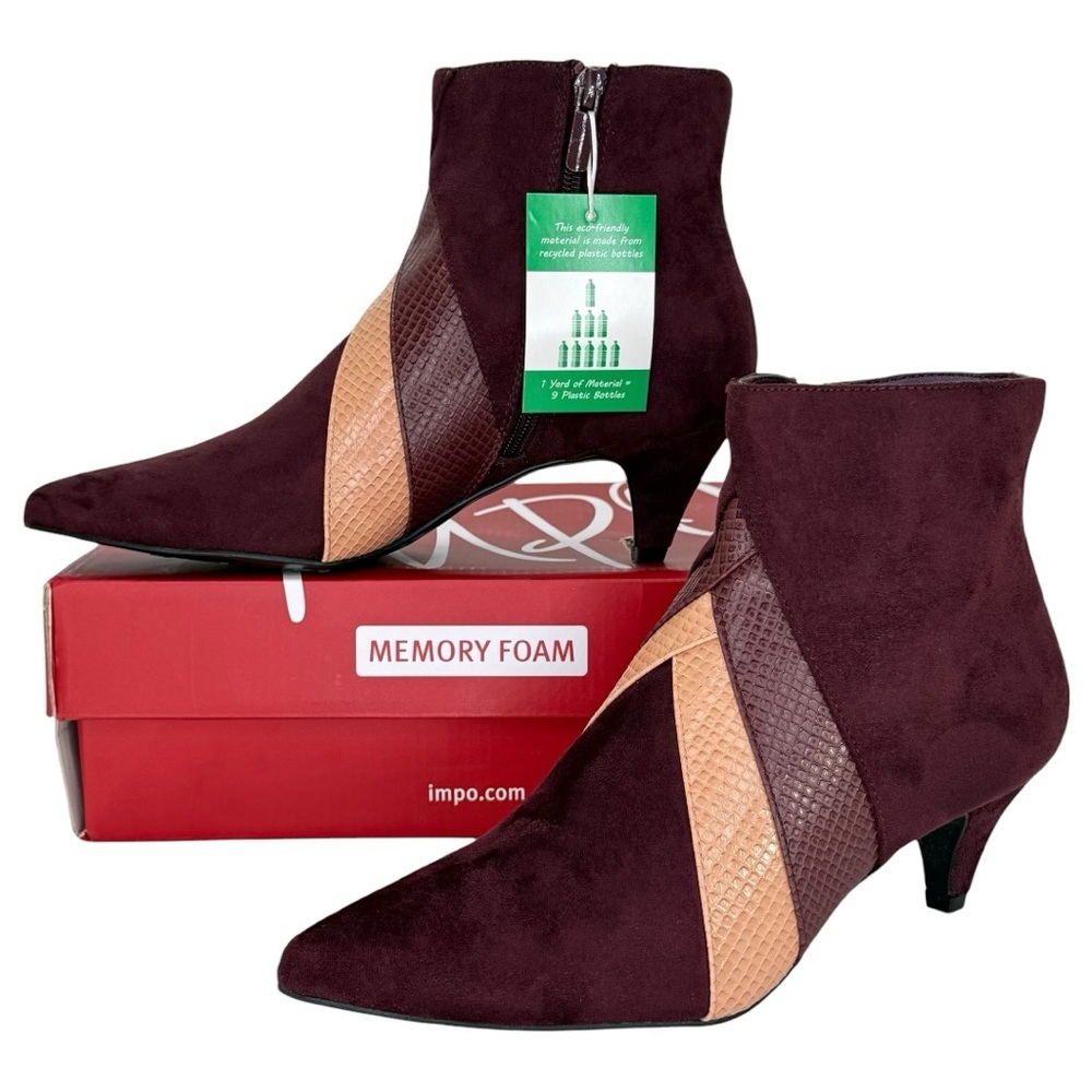 Impo Ellette Burgundy Microsuede Womens Booties Size 8.5M